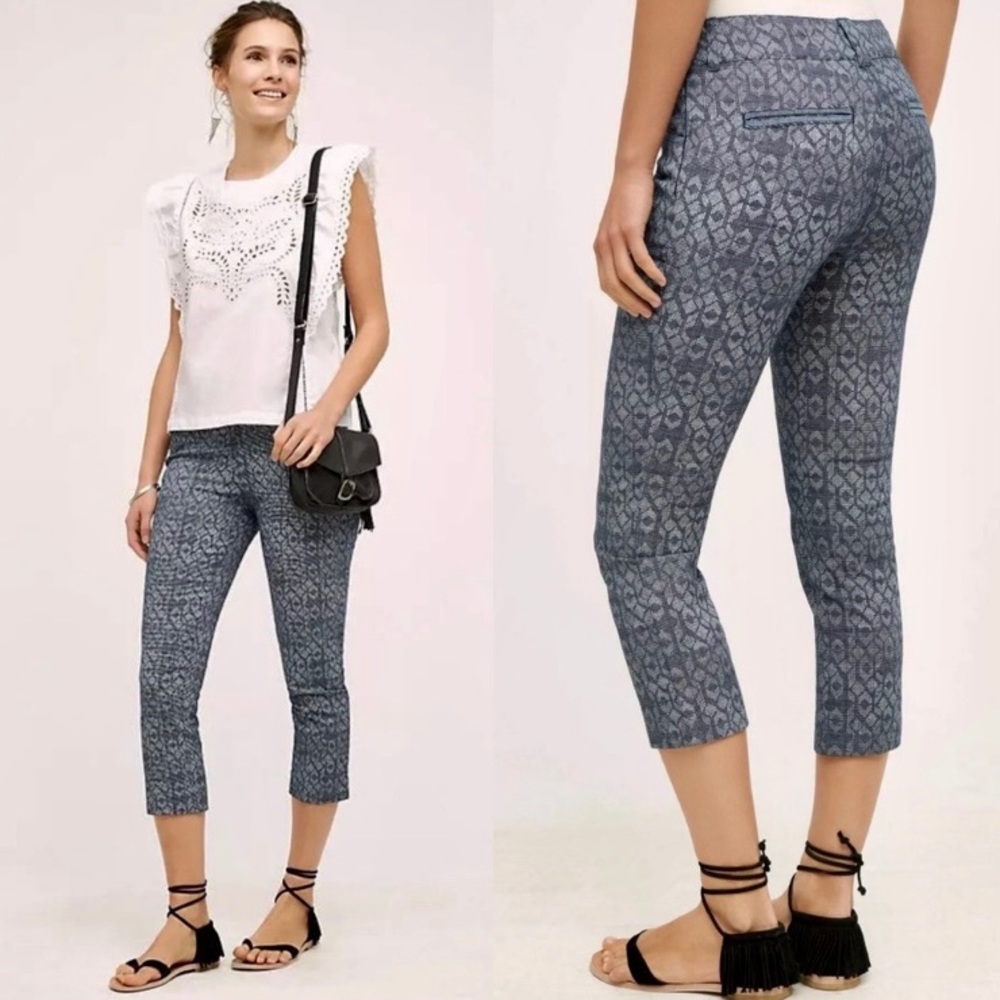 Anthropologie Cartonnier Charlie Crop Trousers Women’s Size 6 Textured Jacquard